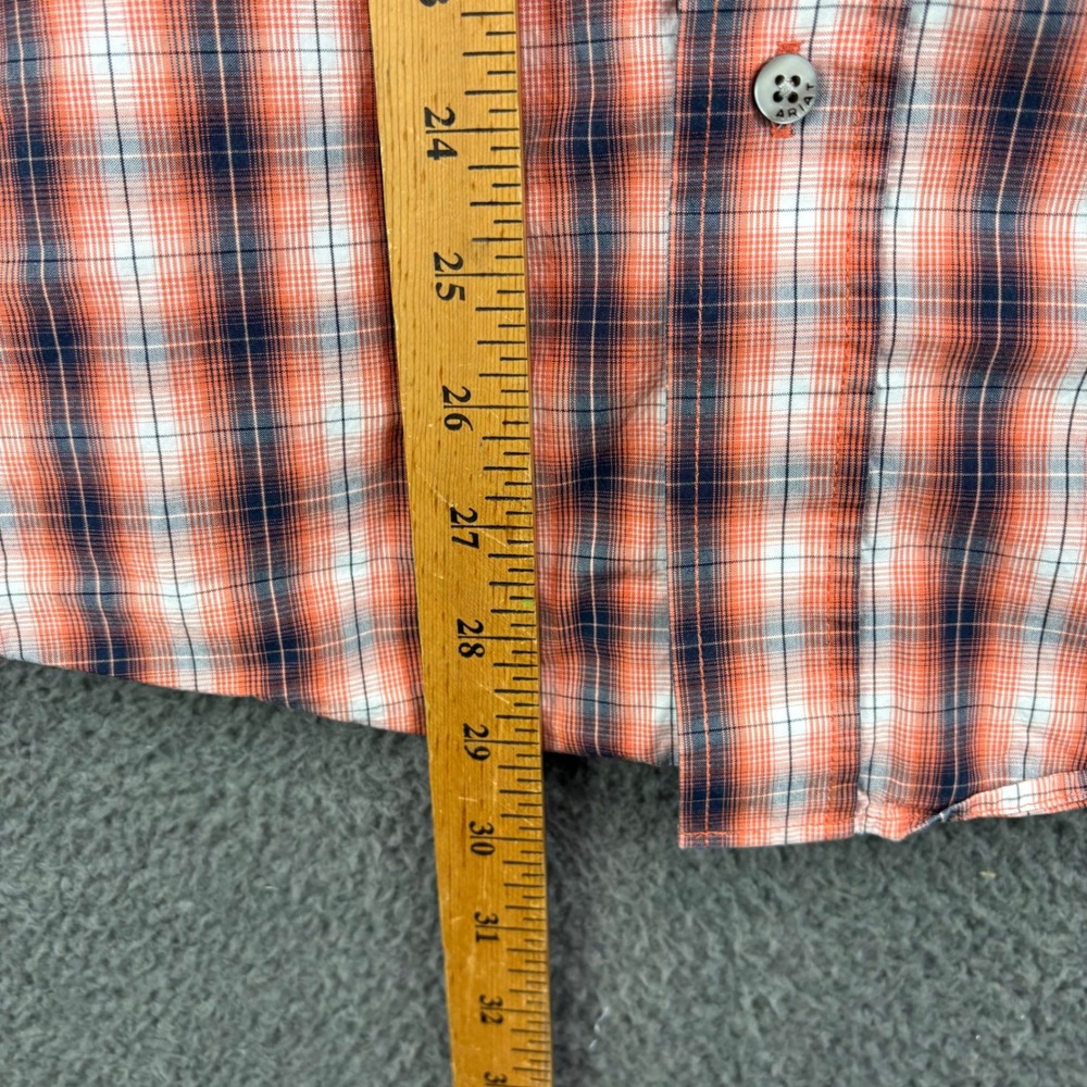 Ariat Pro Series Mens Plaid Long Sleeve Button Up Shirt Orange‎ Navy Blue Size M - Picture 5 of 8